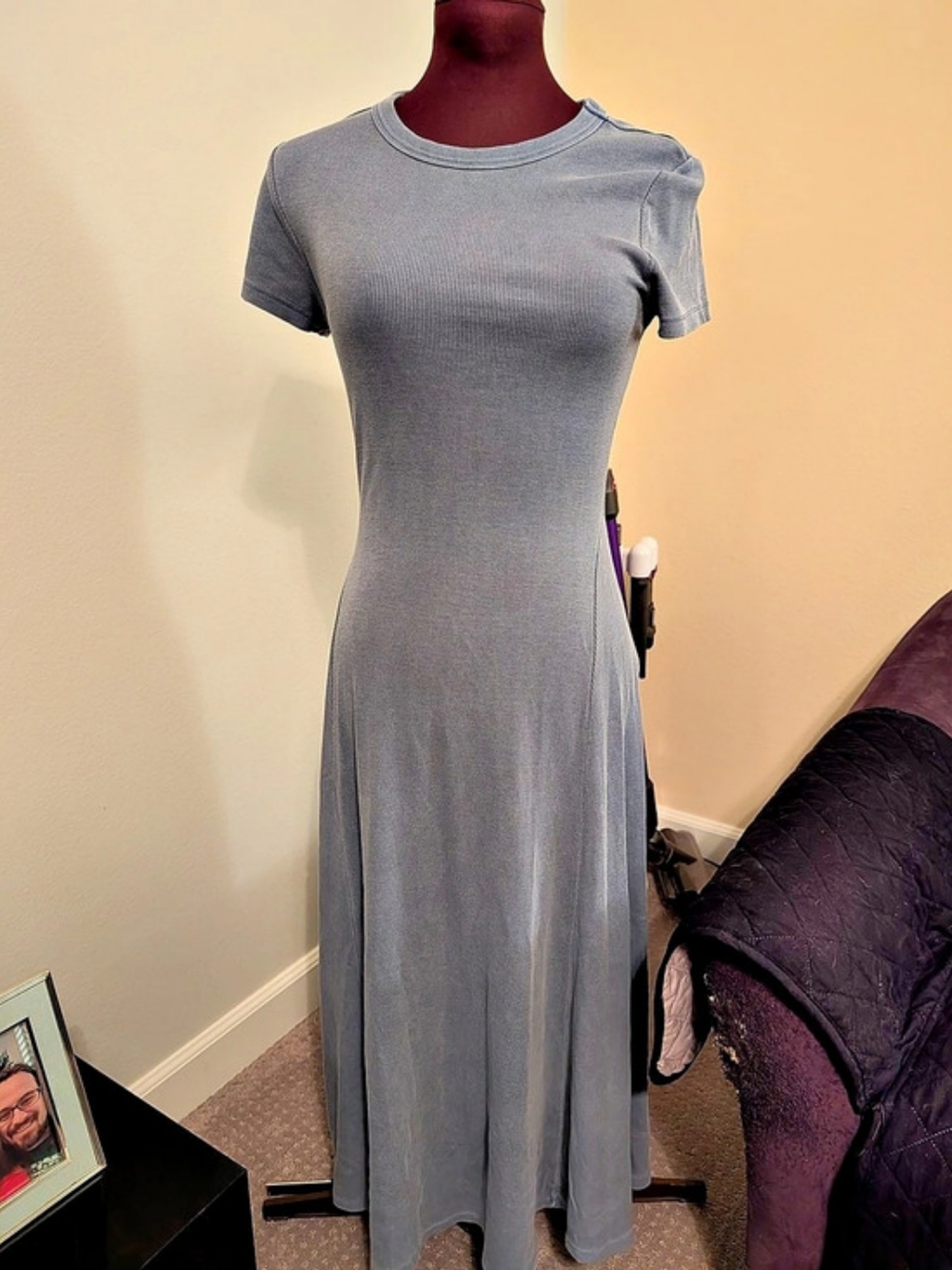 Marine Layer Ribbed Maxi Dress in Blue Size Medium NWOT